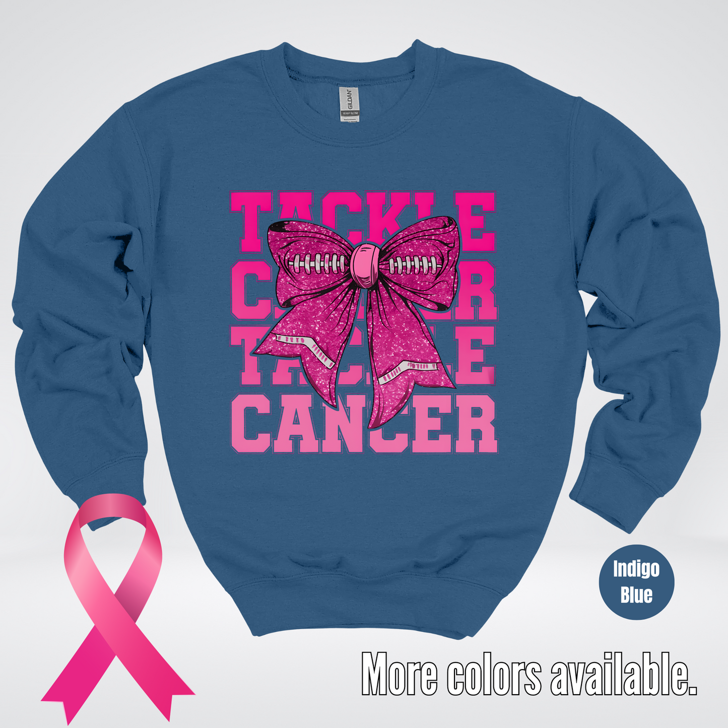 Tackle Cancer Coquette Football Breast Cancer Awareness 2 Crewneck Sweatshirt