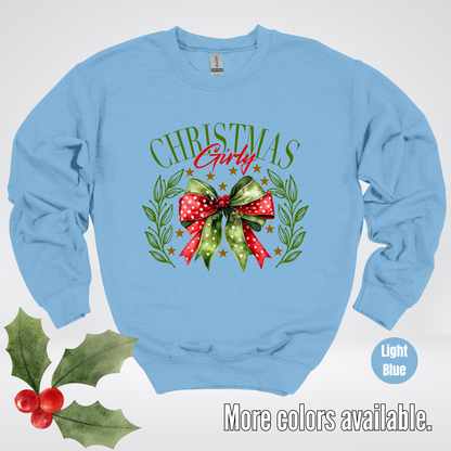 Christmas Girly Green And Red Coquette Crewneck Sweatshirt