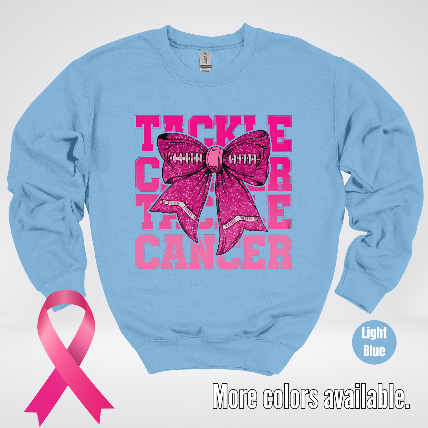 Tackle Cancer Coquette Football Breast Cancer Awareness 2 Crewneck Sweatshirt