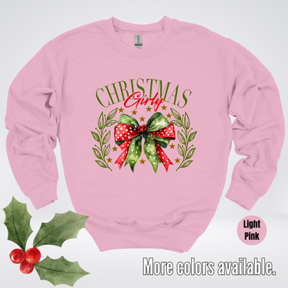 Christmas Girly Green And Red Coquette Crewneck Sweatshirt