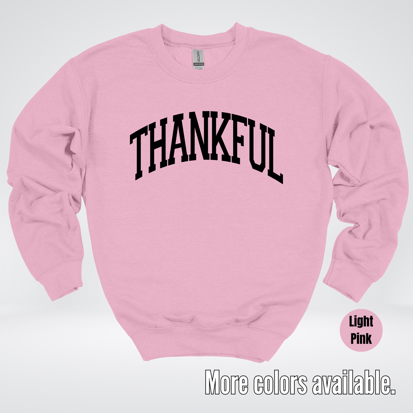 Thankful Varsity Crewneck Sweatshirt - Black Design