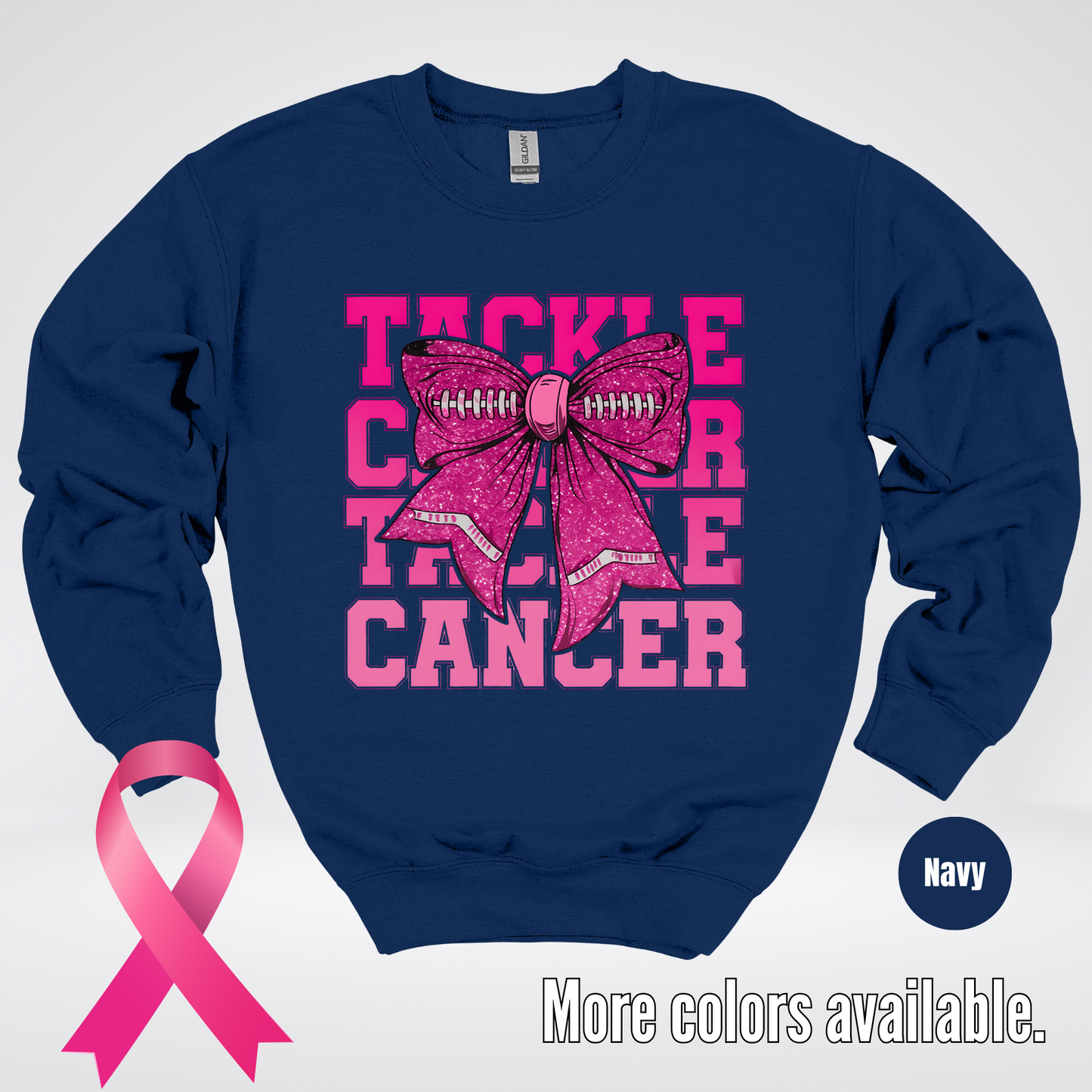 Tackle Cancer Coquette Football Breast Cancer Awareness 2 Crewneck Sweatshirt