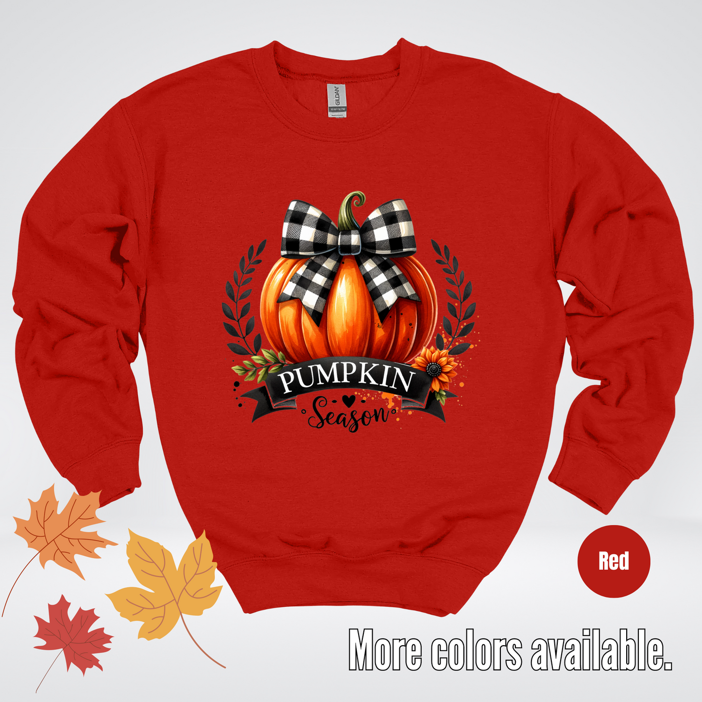 Pumpkin Season Black And While Flannel Coquette Bow Crewneck Sweatshirt