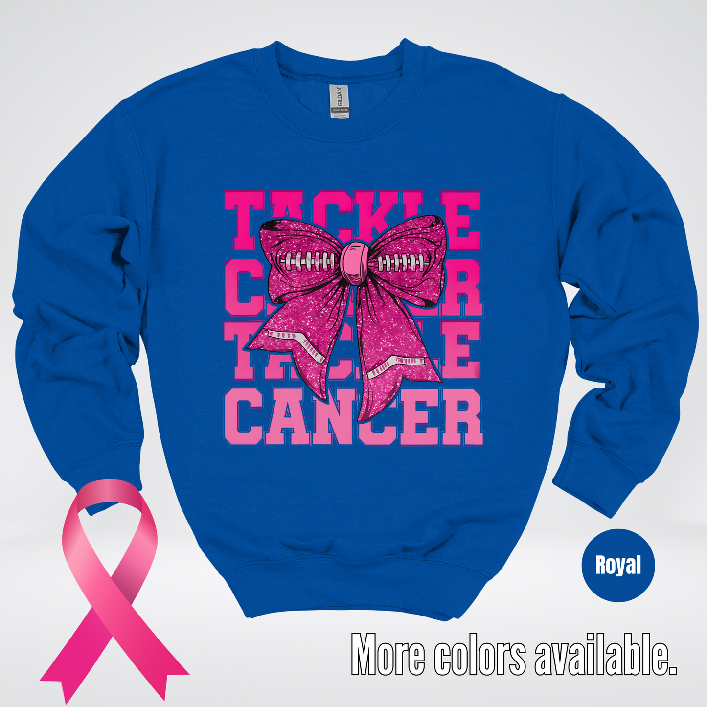 Tackle Cancer Coquette Football Breast Cancer Awareness 2 Crewneck Sweatshirt