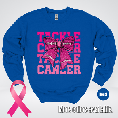 Tackle Cancer Coquette Football Breast Cancer Awareness 2 Crewneck Sweatshirt