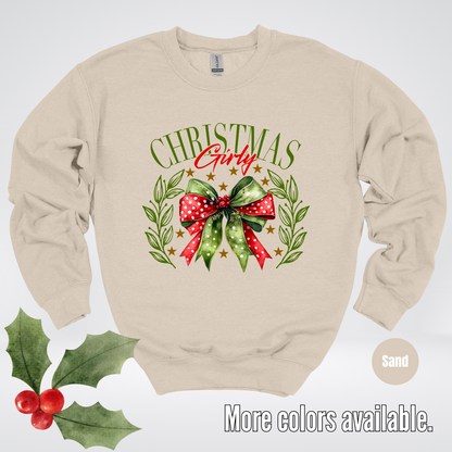 Christmas Girly Green And Red Coquette Crewneck Sweatshirt