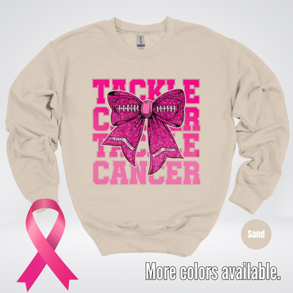 Tackle Cancer Coquette Football Breast Cancer Awareness 2 Crewneck Sweatshirt