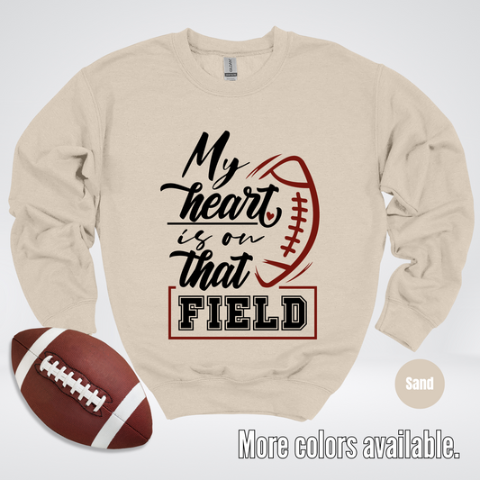 My Heart Is On That Field Black Design Crewneck Sweatshirt