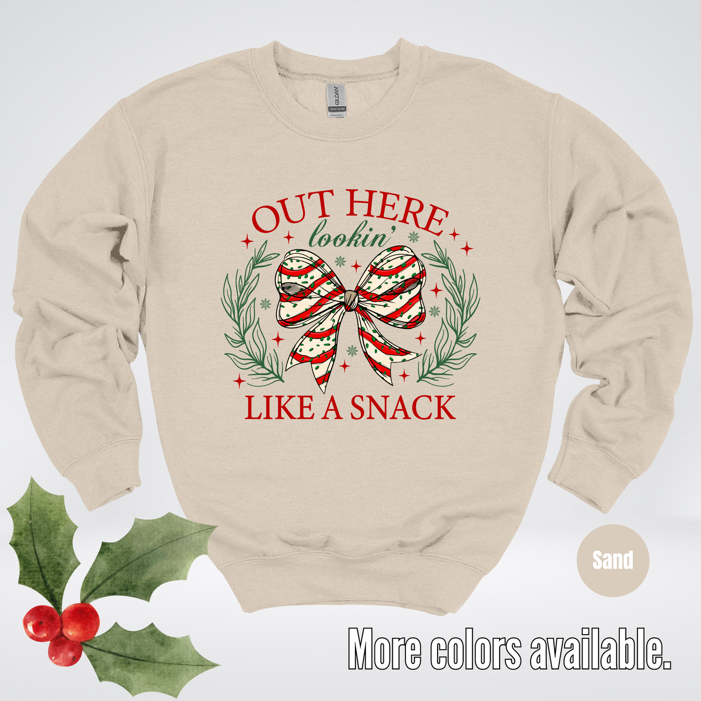 Out Here Lookin Like A Snack Coquette Christmas Crewneck Sweatshirt