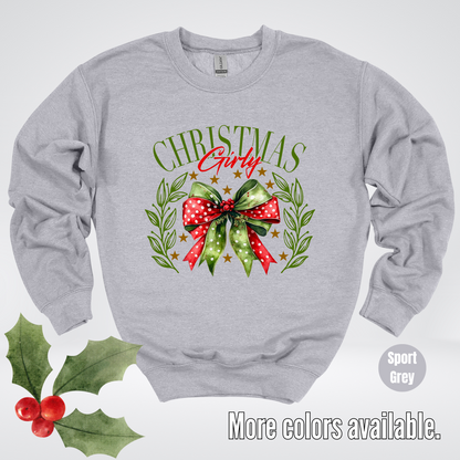 Christmas Girly Green And Red Coquette Crewneck Sweatshirt