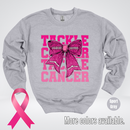 Tackle Cancer Coquette Football Breast Cancer Awareness 2 Crewneck Sweatshirt