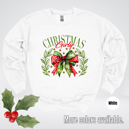 Christmas Girly Green And Red Coquette Crewneck Sweatshirt