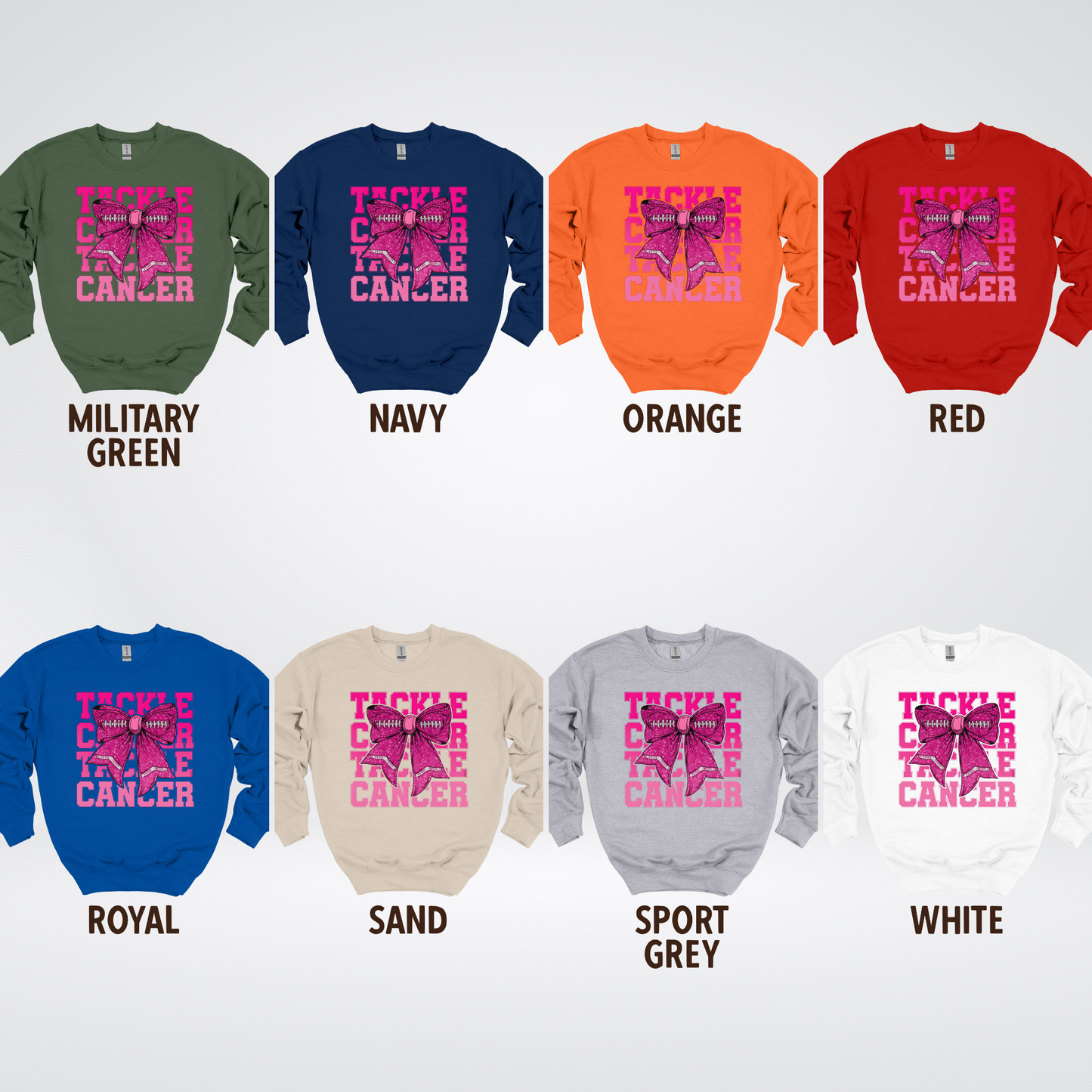 Tackle Cancer Coquette Football Breast Cancer Awareness 2 Crewneck Sweatshirt