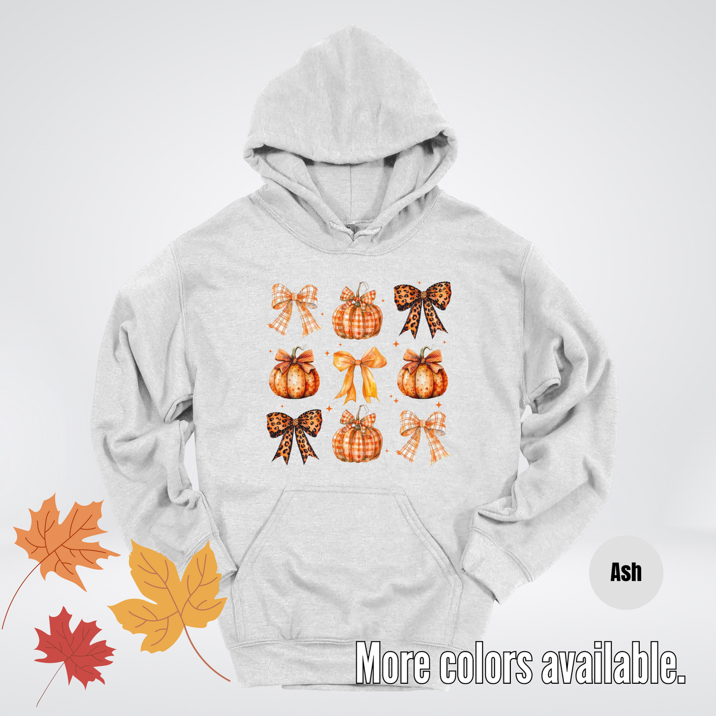 Fall Coquette Leopard Print and Flannel Bows And Pumpkins Hoodie