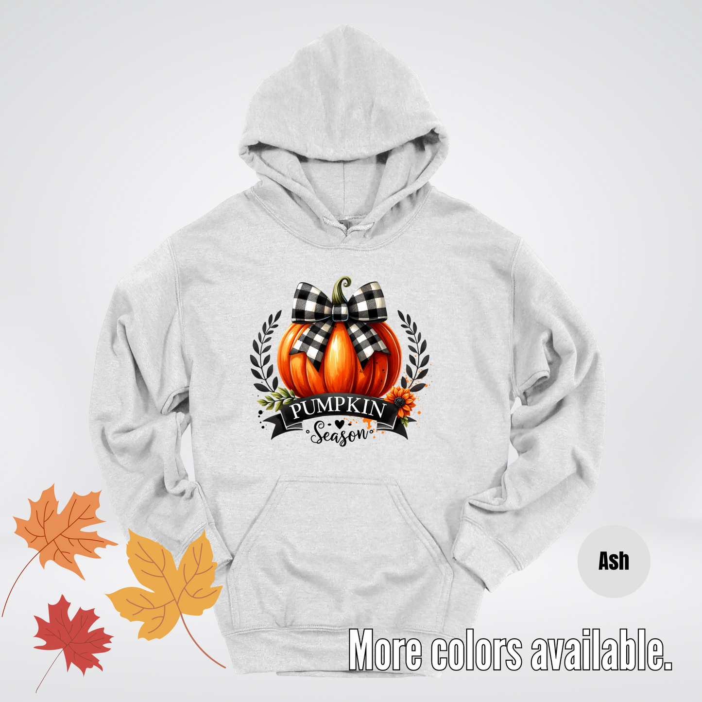 Pumpkin Season Black And While Flannel Coquette Bow Hoodie