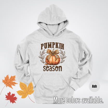 Pumpkin Season Leopard Print Coquette Bow Hoodie