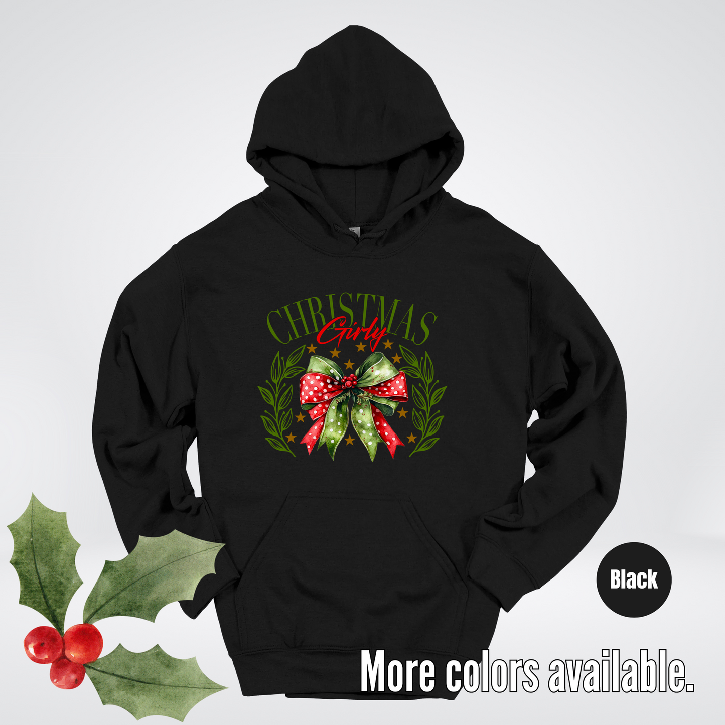 Christmas Girly Green And Red Coquette Hoodie