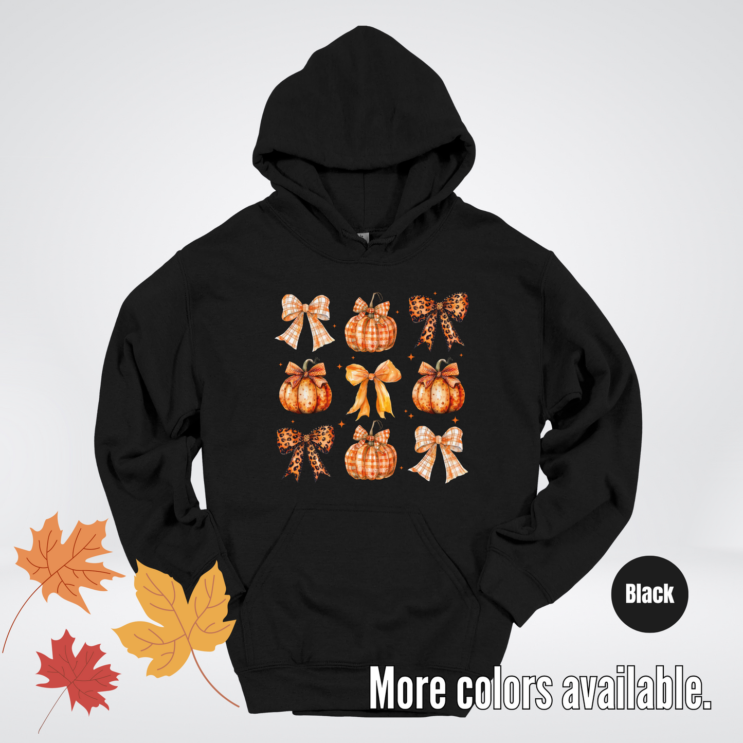 Fall Coquette Leopard Print and Flannel Bows And Pumpkins Hoodie