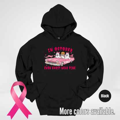 In October Even Ghost Wear Pink Halloween Coquette Breast Cancer Awareness Hoodie