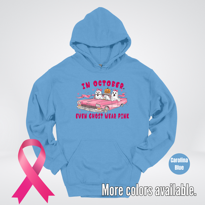 In October Even Ghost Wear Pink Halloween Coquette Breast Cancer Awareness Hoodie