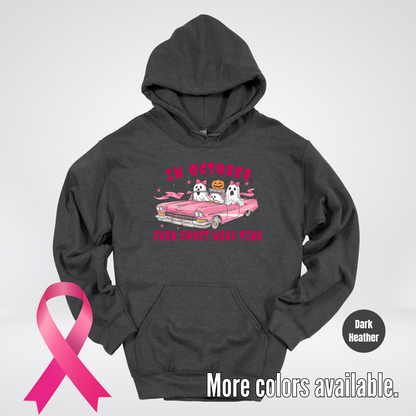 In October Even Ghost Wear Pink Halloween Coquette Breast Cancer Awareness Hoodie