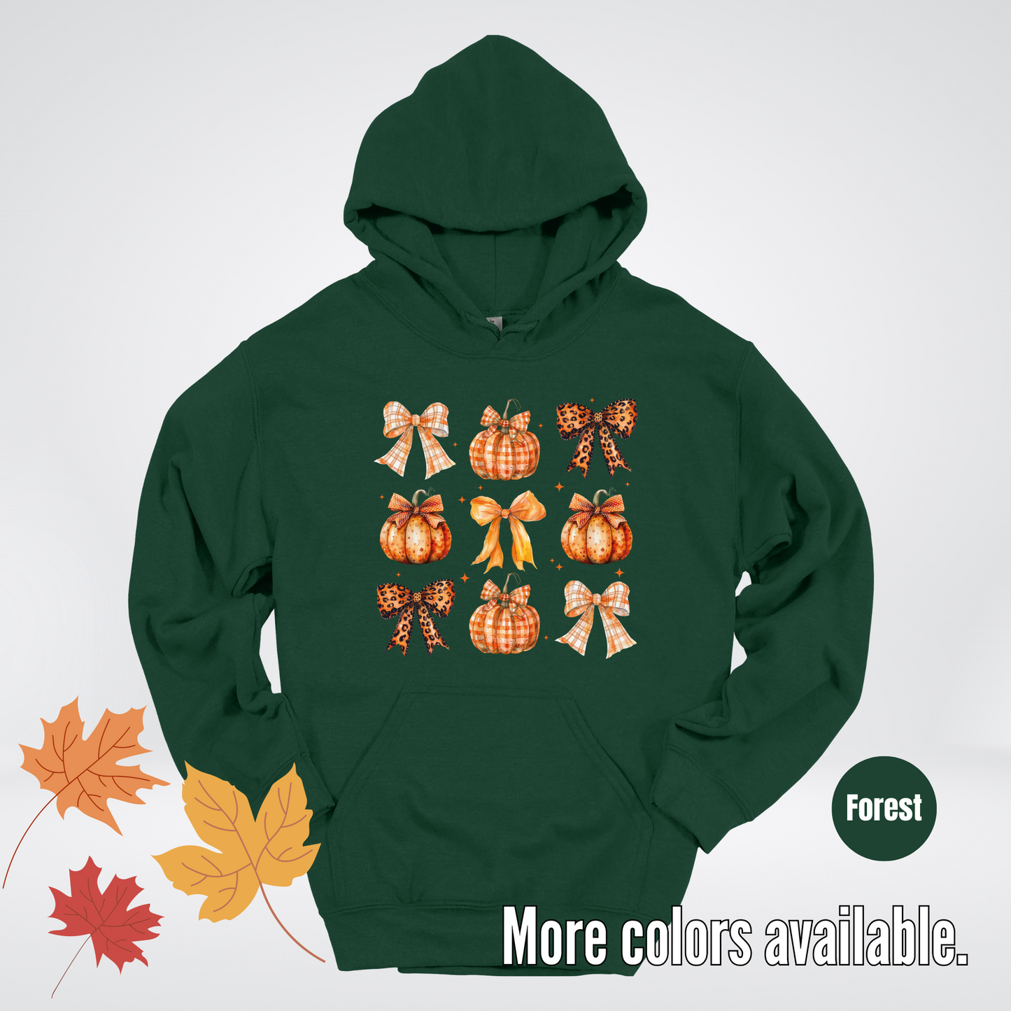 Fall Coquette Leopard Print and Flannel Bows And Pumpkins Hoodie