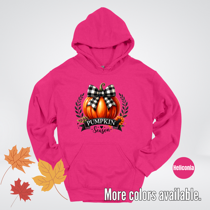 Pumpkin Season Black And While Flannel Coquette Bow Hoodie