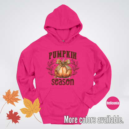 Pumpkin Season Leopard Print Coquette Bow Hoodie