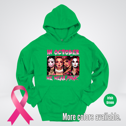 Halloween Bad Girls in October We Wear Pink Horror Movie Characters 2 Hoodie