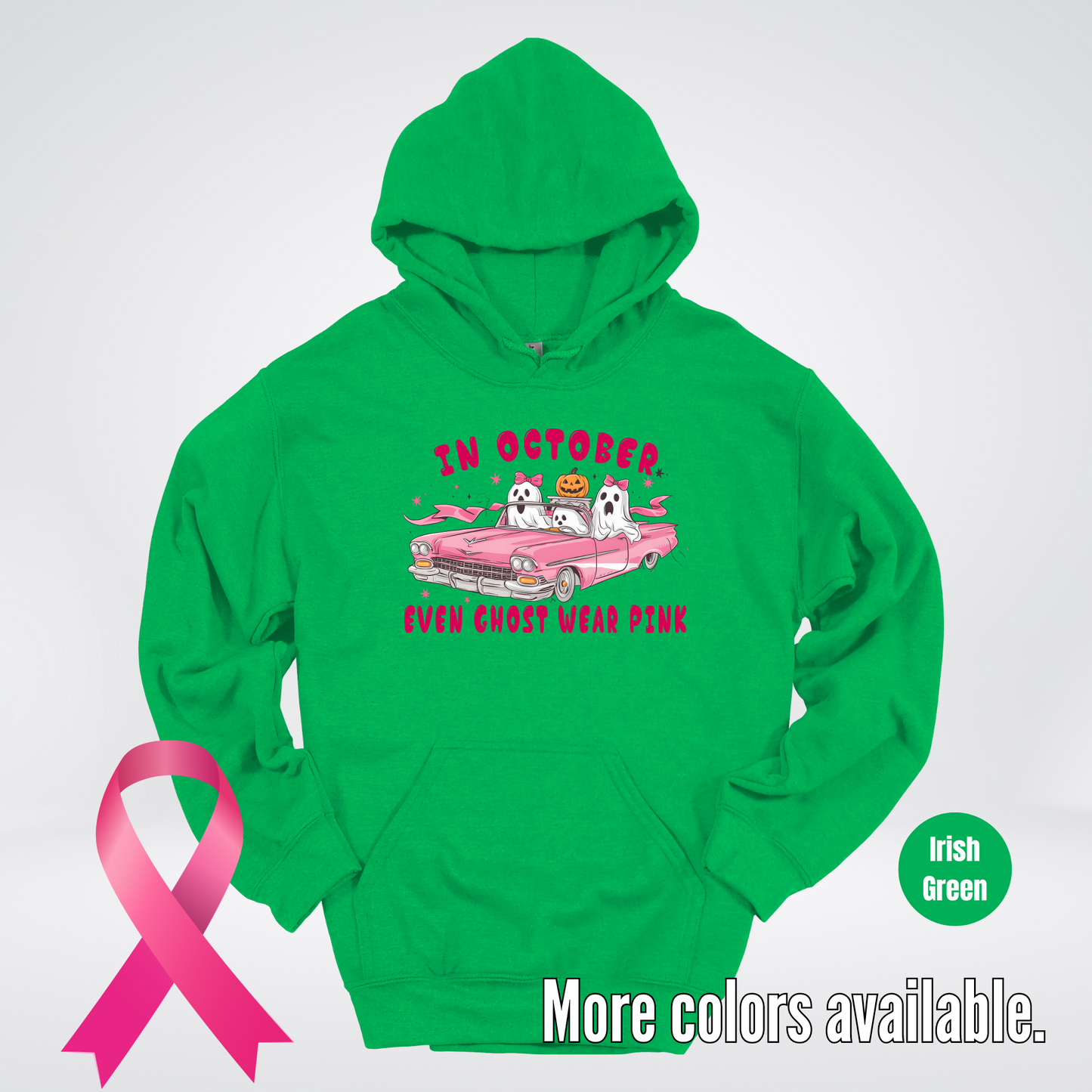 In October Even Ghost Wear Pink Halloween Coquette Breast Cancer Awareness Hoodie