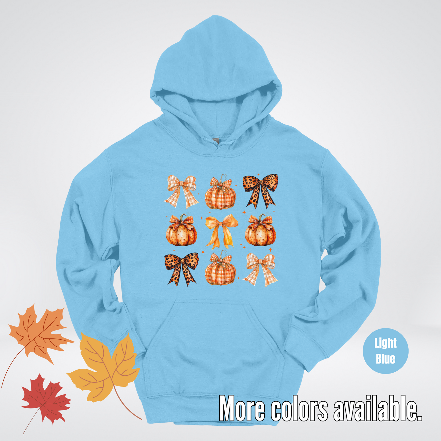 Fall Coquette Leopard Print and Flannel Bows And Pumpkins Hoodie