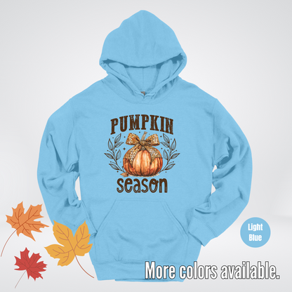 Pumpkin Season Leopard Print Coquette Bow Hoodie