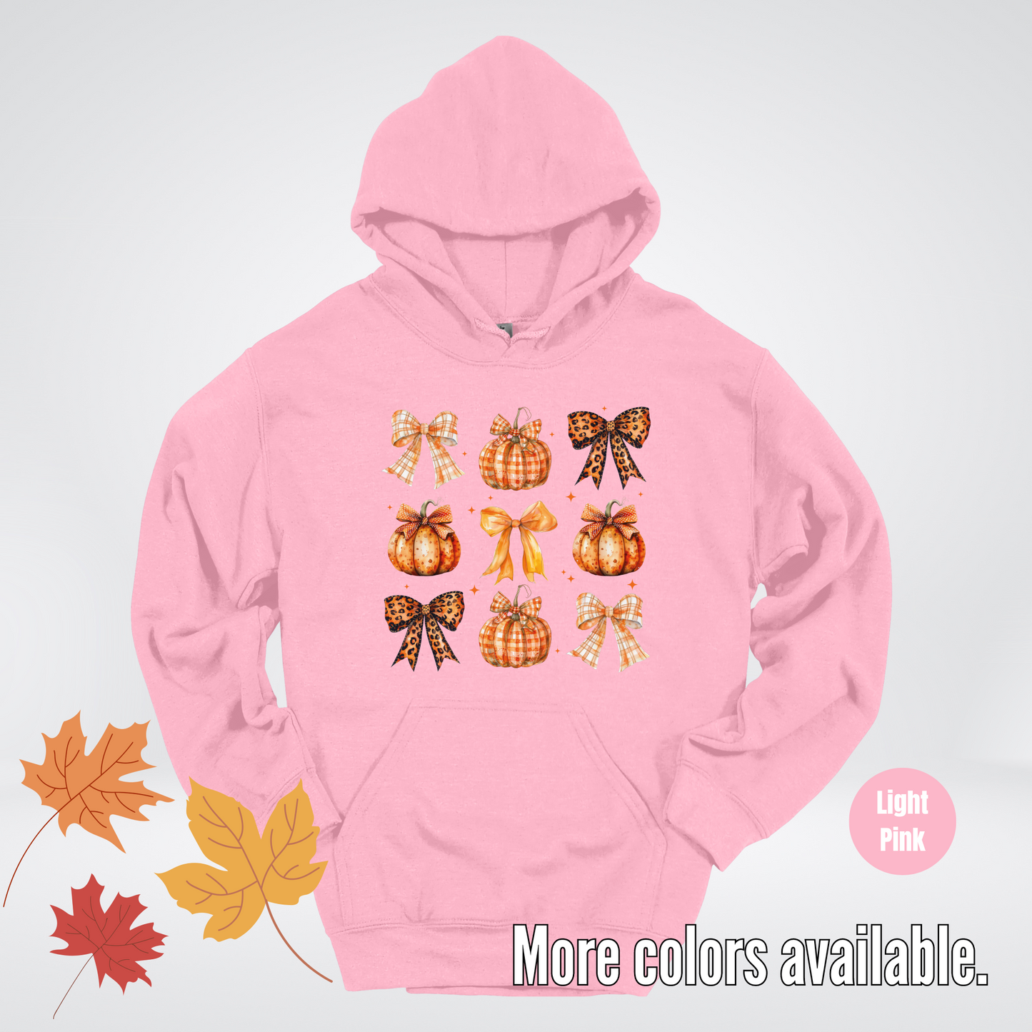 Fall Coquette Leopard Print and Flannel Bows And Pumpkins Hoodie