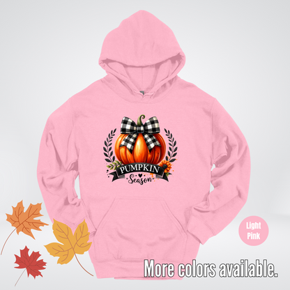 Pumpkin Season Black And While Flannel Coquette Bow Hoodie