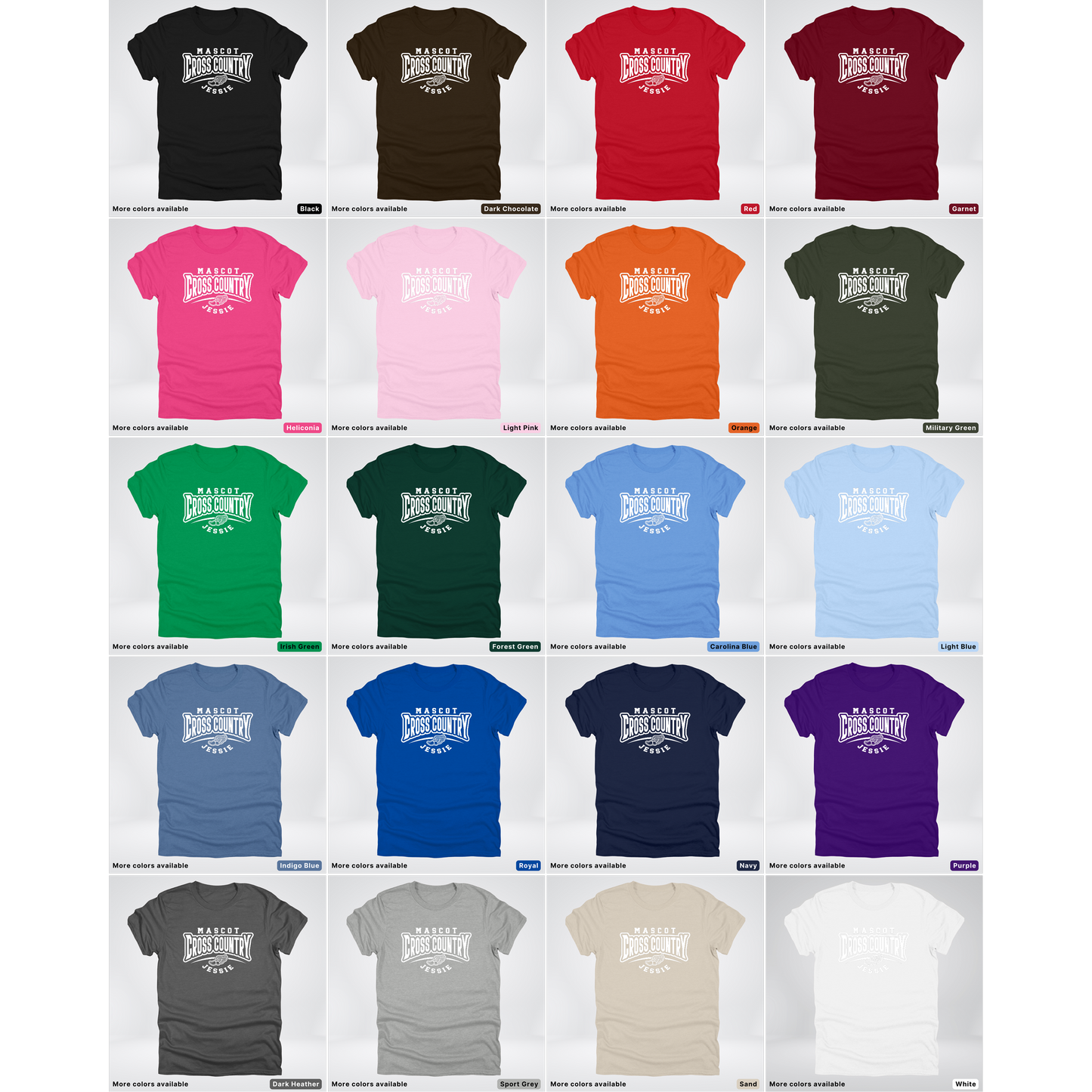 Custom Mascot & Name – White Design – Cross Country 02 - T-Shirt