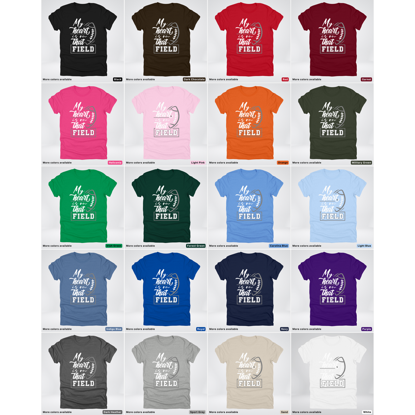 My Heart Is On That Field – Gray Design - T-Shirt