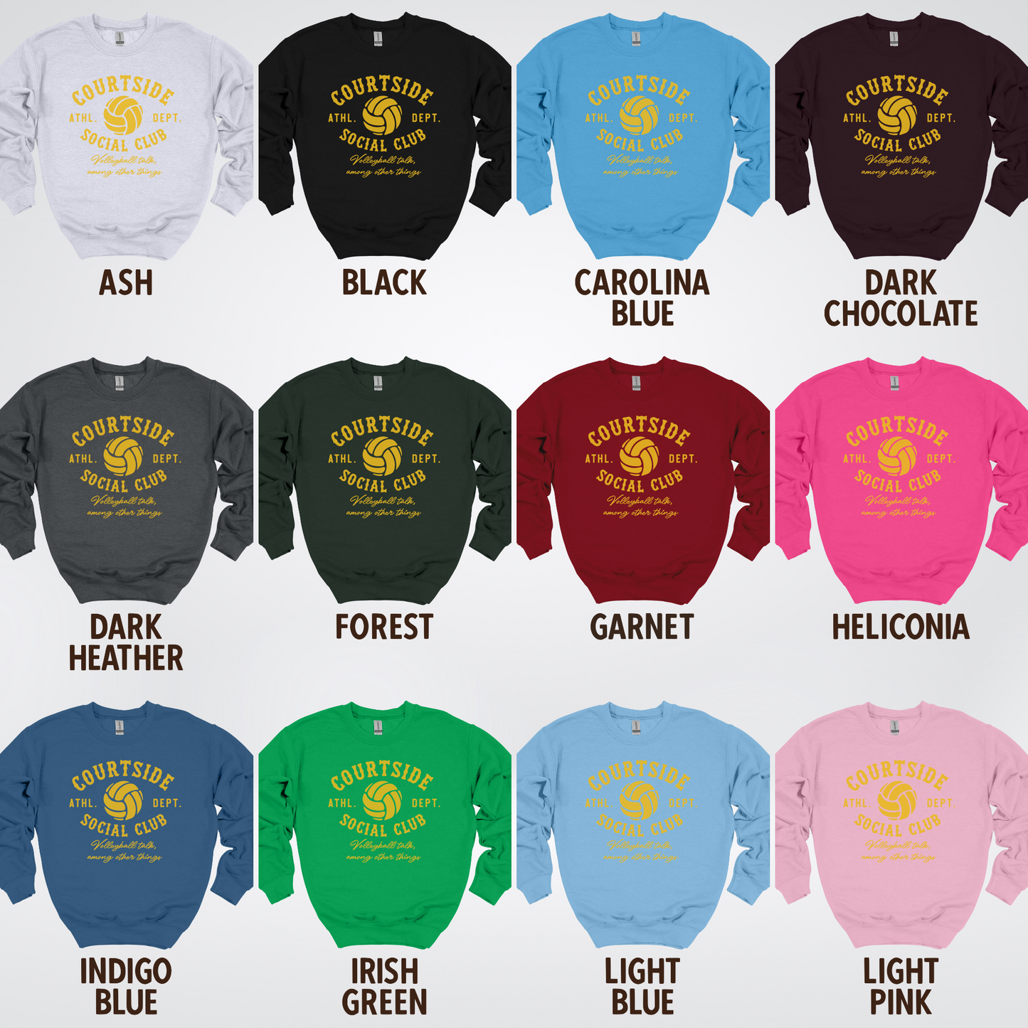 Courtside Social Club – Gold – Volleyball Design Crewneck Sweatshirt