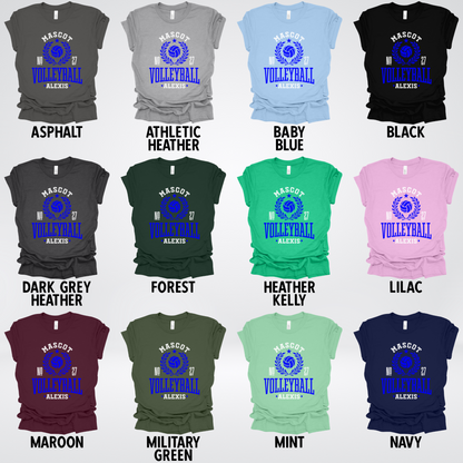 Custom Mascot, Number, & Name – Blue - Volleyball Design 41 T-Shirt