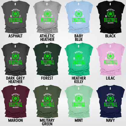 Custom Mascot, Number, & Name – Green - Volleyball Design 45 T-Shirt