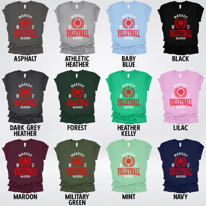 Custom Mascot, Number, & Name – Red - Volleyball Design 43 T-Shirt