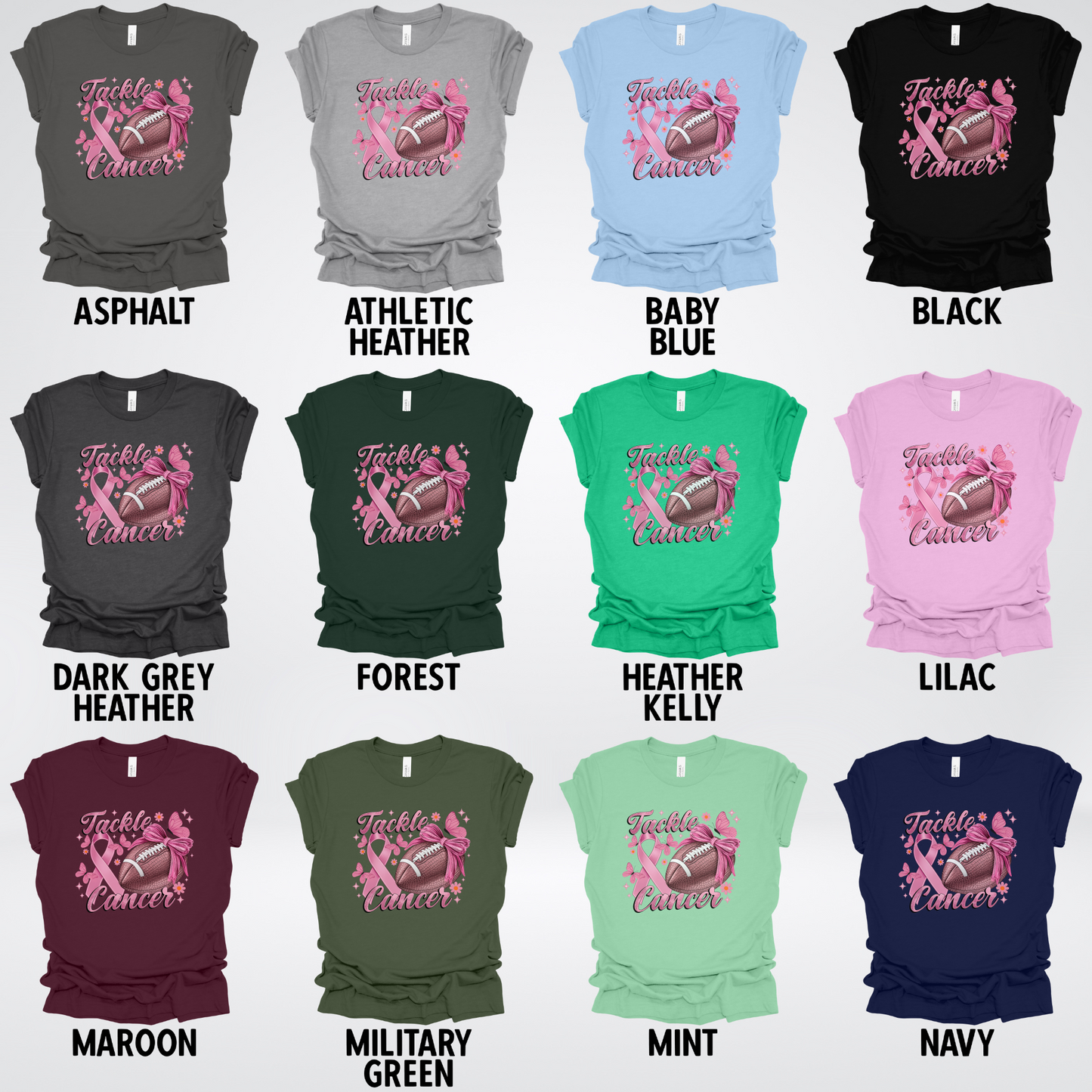 Tackle Cancer Coquette Football Breast Cancer Awareness T-Shirt