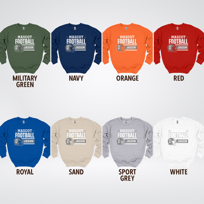 Custom Mascot, Number, & Name – Gray - Football Design 17 Crewneck Sweatshirt