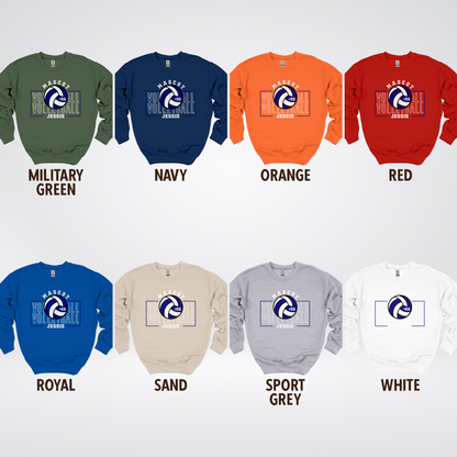 Custom Mascot, Number, & Name – Navy - Volleyball Design 13 Crewneck Sweatshirt