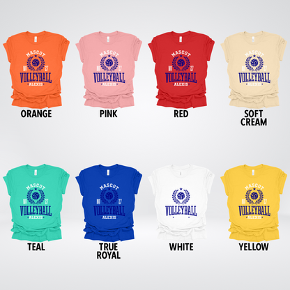 Custom Mascot, Number, & Name – Navy - Volleyball Design 37 T-Shirt