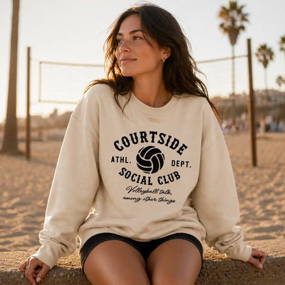 Courtside Social Club – Black Design – Volleyball - Crewneck Sweatshirt