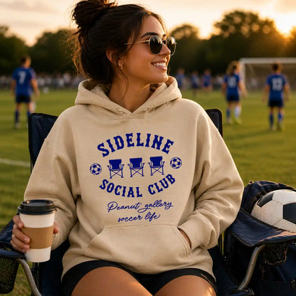 Sideline Social Club Peanut Gallery Soccer Life – Navy Design – Soccer Hoodie