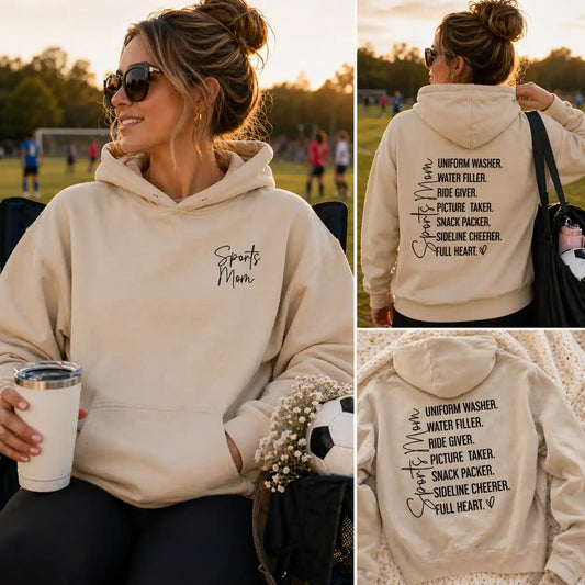 Sports Mom Uniform Washer Sideline Cheerer - Black Design - Hoodie