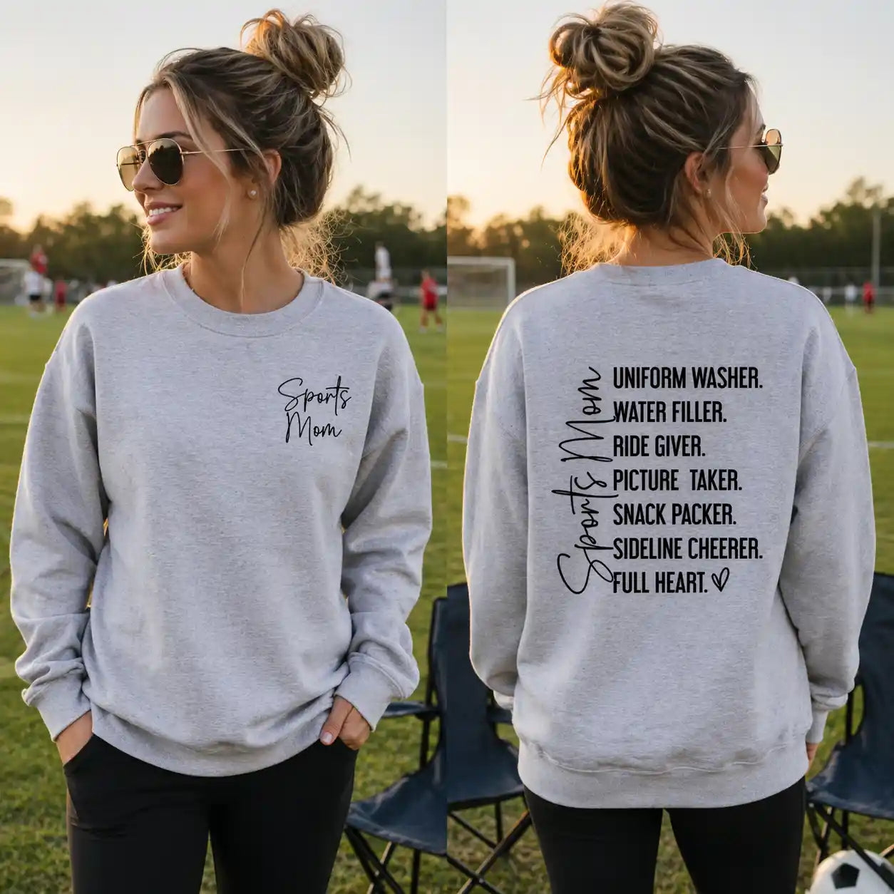 Sports Mom Uniform Washer Sideline Cheerer - Black Design - Crewneck Sweatshirt
