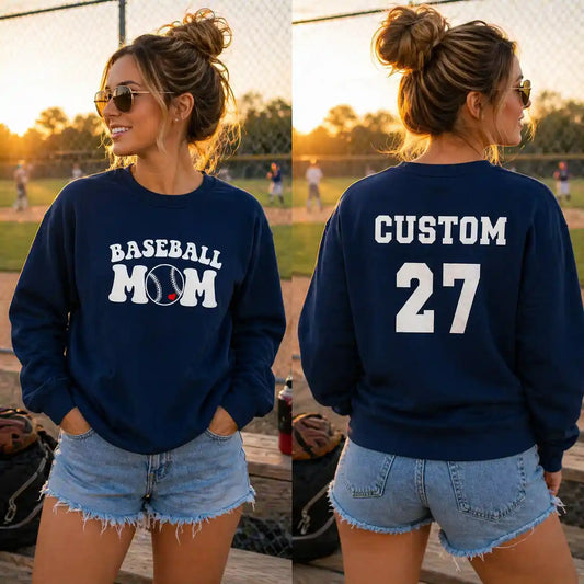 Custom Name & Number- Baseball Design 6 Crewneck Sweatshirt