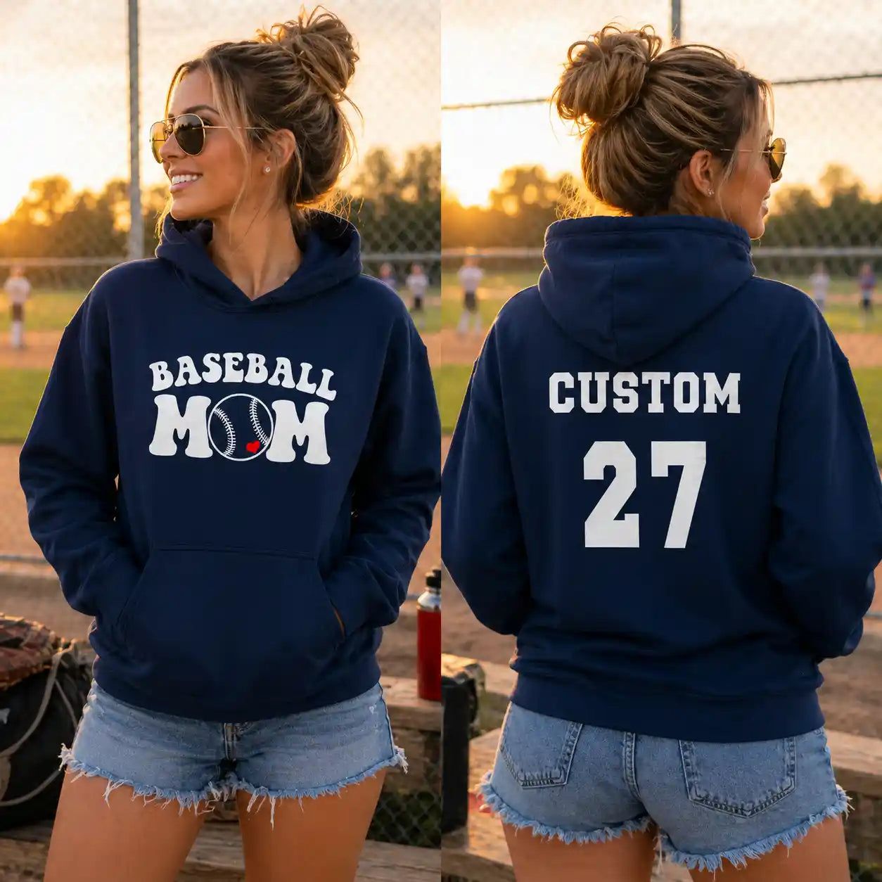 Custom Name & Number- Baseball Design 6 Hoodie